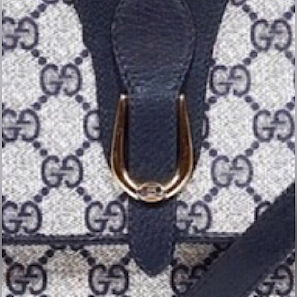 GUCCI GG Supreme Horse Bit Navy Clutch Crossbody Bag Silver Hardware DUST BAG - Picture 2 of 14
